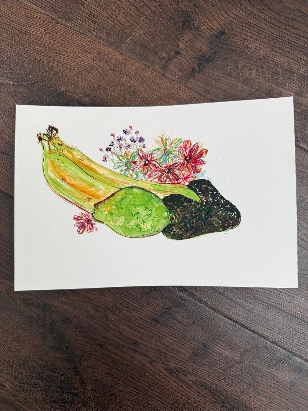 Set of 3 - Mixed Media Floral & Fruit Art - Original Pieces